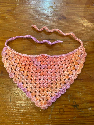 Crochet Bandana - Pink/Orange