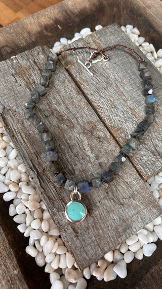Labradorite and Opalized Wood Necklace