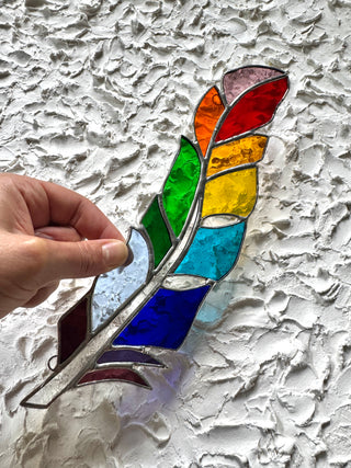 Stained Glass Feather - Rainbow