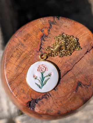 January Birth Flower Clay Necklace