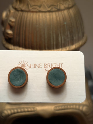Green Stud Clay Earrings