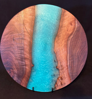 Lazy Susan Walnut/Aqua