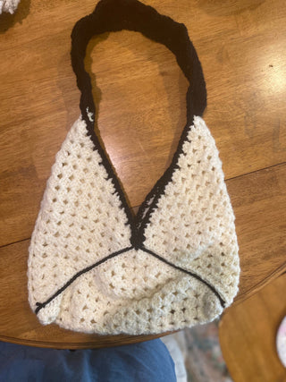 Granny Square Purse - White w/ Black Accents