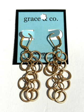 Matte Gold Rings Leverback Earrings