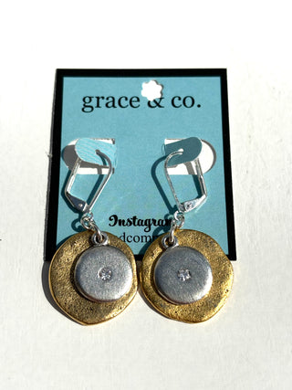 Gold Moon & Silver Sun Leverback Earrings