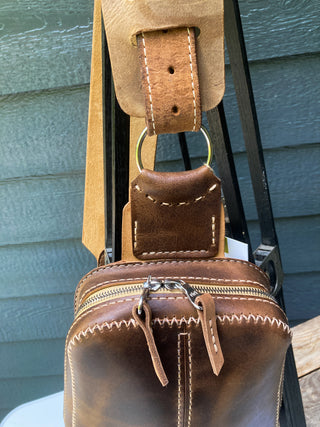 Max Sling - Brown Pullup with upcycled belt
