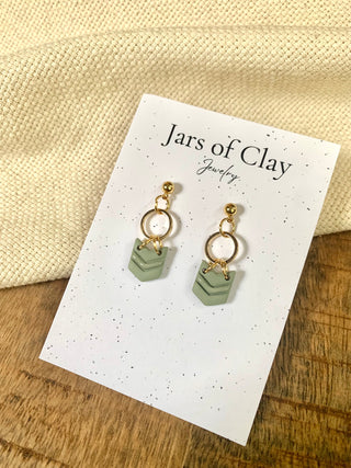 Green Chevron Earrings