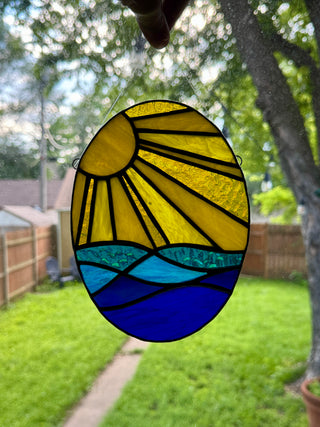 Stained Glass Sun & Surf Mini Panel