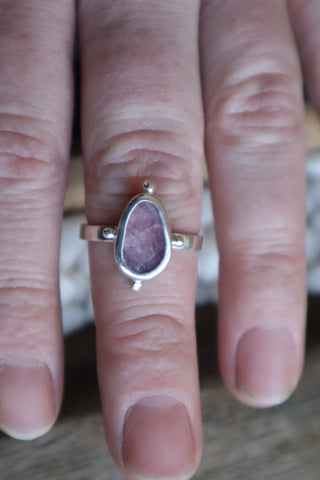 Ruby Ring With Silver Accent Beads