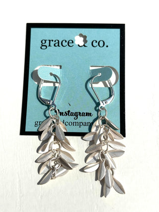 Matte Silver Leaf Leverback Earrings