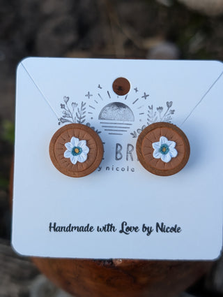 Brown Floral Stud Earrings