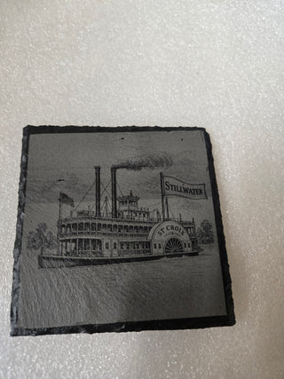 Stillwater riverboat slate coaster