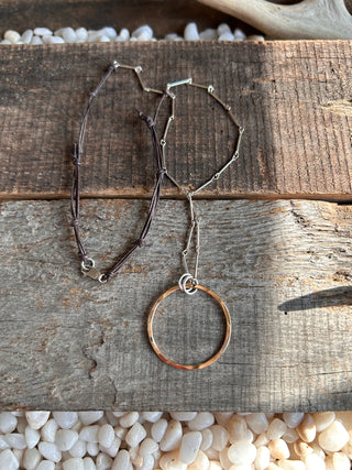 Mixed Metals and Leather Necklace