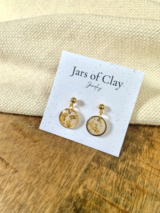 Gold Border Dangle Earrings