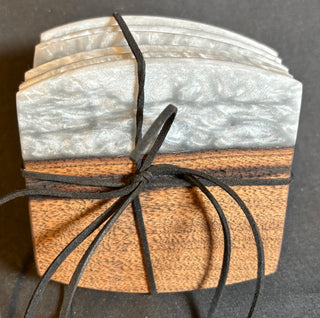 Coaster Set Walnut/Silver