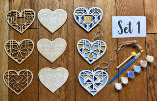 3 Pk Heart Barn Quilt Ornaments DIY