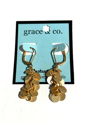 Gold Circles Leverback Earrings