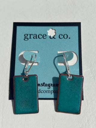 Turquoise Enamel Leverback Earrings