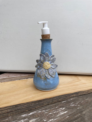 Light Blue Floral Soap Dispenser