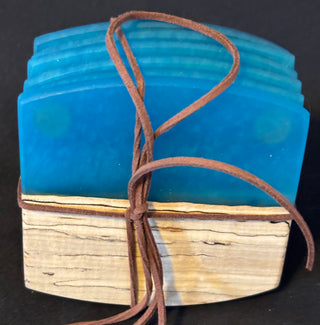 Coaster Set Maple/Blue