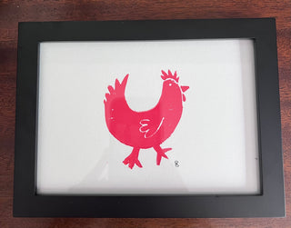 Red Chicken Framed