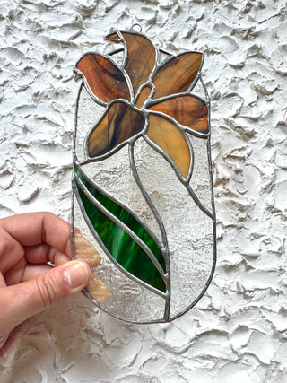 Stained Glass Tiger Lily Panel