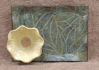 RECT leaves/flower plate -933