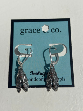 Cicada Sterling Silver Leverback Earrings