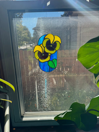 Stained Glass Pansies - Yellow