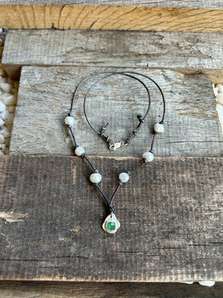 Green Tourmaline and Pearl Necklace