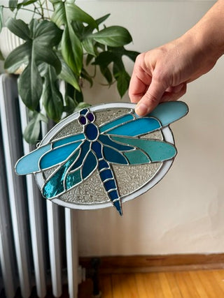Stained Glass Dragonfly Panel
