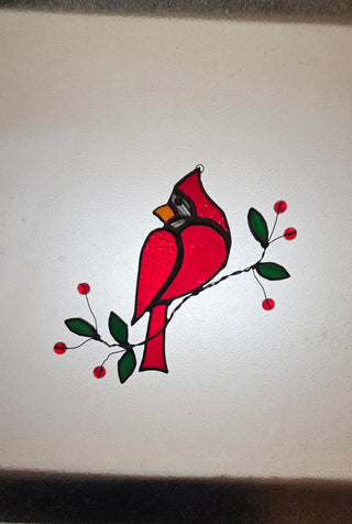 Stained glass Cardinal suncatcher