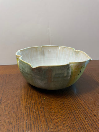 Green-Striped Petal Bowl