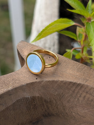 Blue Marble Clay Ring