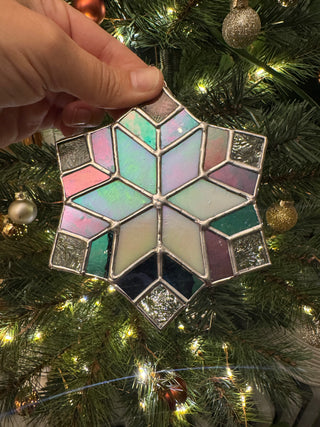 Stained Glass Ornament - Quilted Snowflake