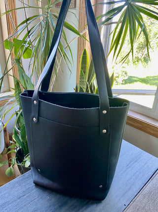 Black Medium Leather Tote