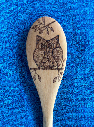 Geometric Owl Wood Spoon