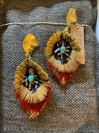 Navajo Gold Feather Earrings