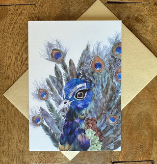 Blue Peacock Nature Art Card