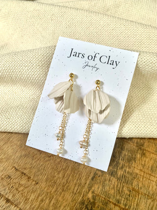 Ivory Petals with Pearls Earrings
