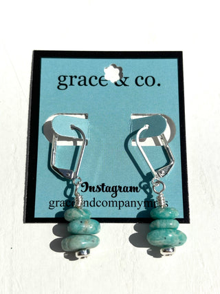 Stacked Amazonite Pebble Leverback Earrings