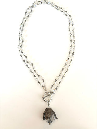 Crystal Linked Necklace with Floral