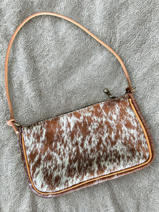 Cowhide Zipper Handbag Large