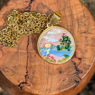 Abstract Landscape Clay Necklace