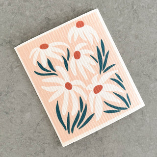 Peach Coneflower Swedish Dishcloth