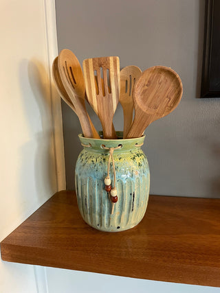 Green Vase or Utensil Jar