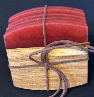 Coaster Set Oak/Red