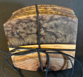 Coaster Set Walnut/Bronze