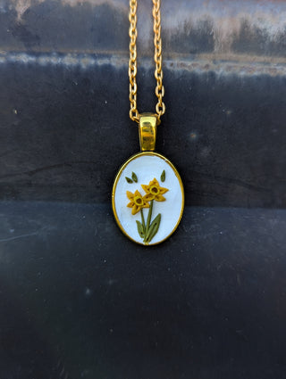 March Birth Flower Clay Necklace