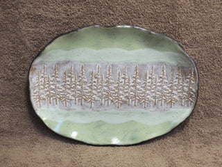 OVAL scalloped tray/trees 370